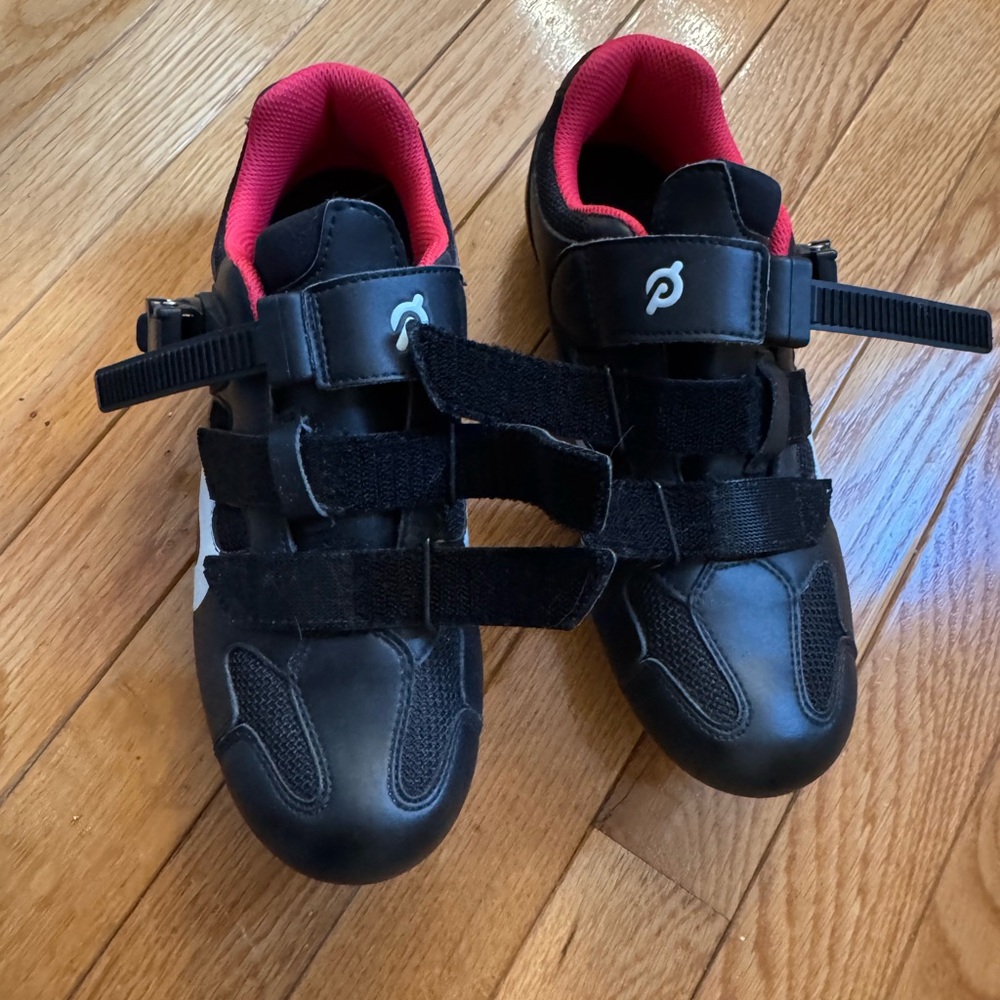 Peloton Black Cycling Shoes with Red Interior